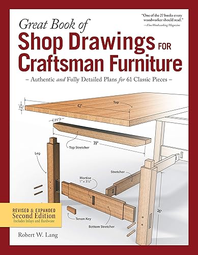 Great Book of Shop Drawings for Craftsman Furniture, Revised &amp; Expanded Second Edition: Authentic and Fully Detailed Plans for 61 Classic Pieces (Fox Chapel Publishing) Complete Full-Perspective Views