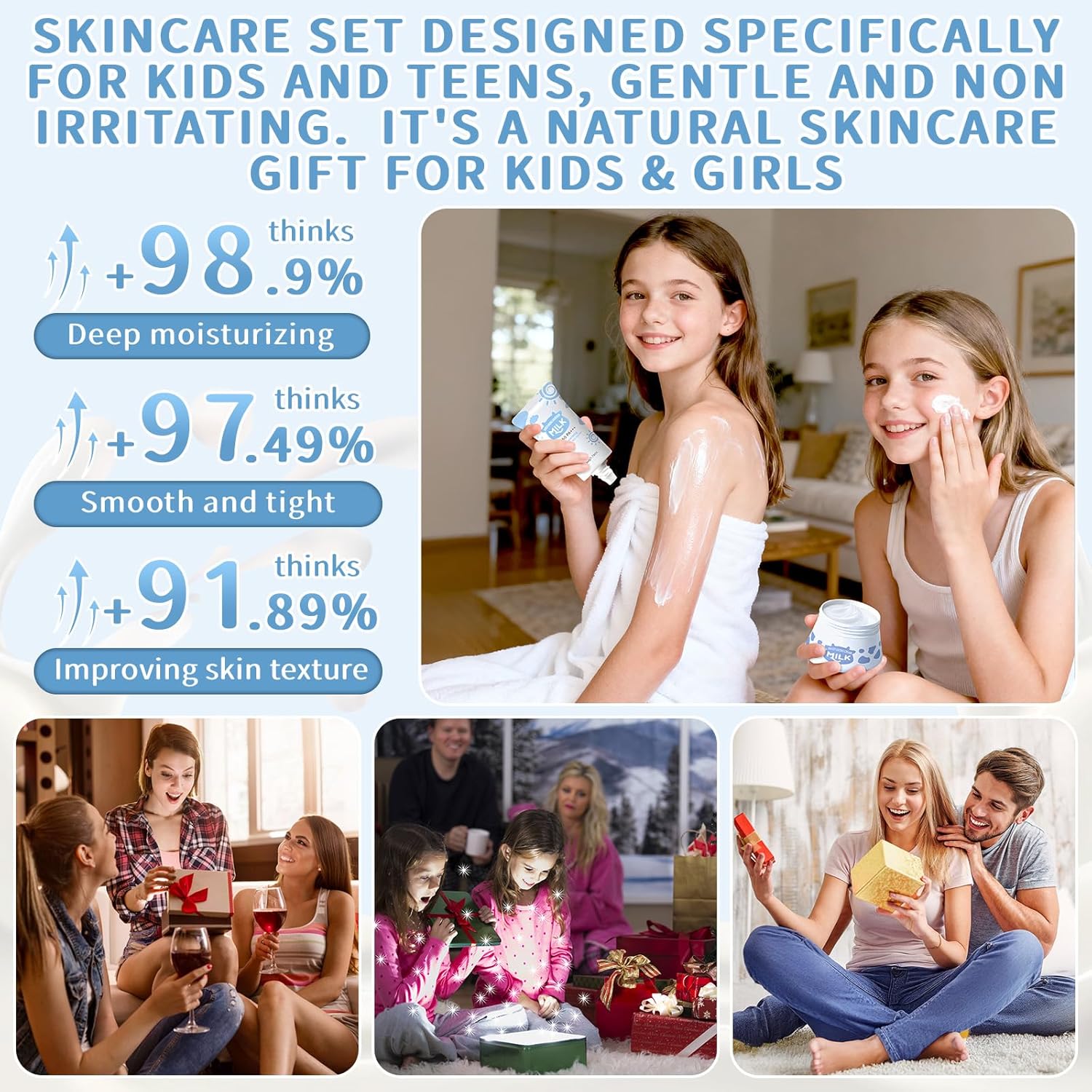 Skin Care Routine Set For Teens Age 10-12, Milk Skin Care Gift Kit For Kids Age 8-12, 11 In 1 Facial Kit With Alpha Arbutin, Hyaluronic Acid, Skin Care For Girls, Moisturizing & Gentle