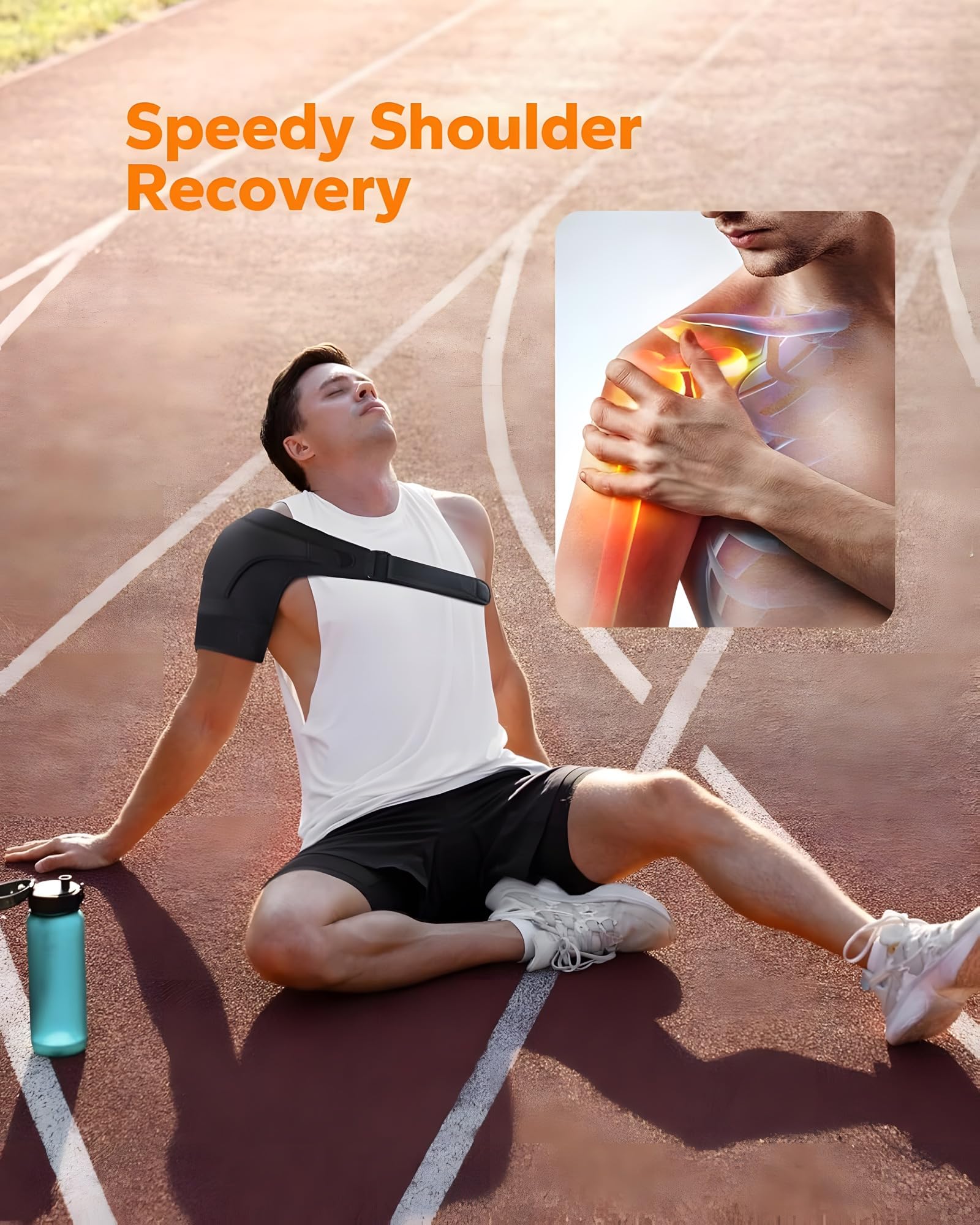 24x7 eMall Shoulder Brace, Rotator Cuff Support Brace and Arm Sling for Pain Relief, Shoulder Compression Sleeve for Preventing Strains and Dislocation, Adjustable Fits Left and Right Arm, Men & Women - Image 2 thumbnail