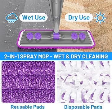 Spray Mops for Floor Cleaning - Wet Dry Mops for Hardwood Tile