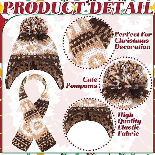 Vista 44 de Geyoga 8 piezas de mini sombreros y bufandas de Papá Noel, accesorios de Navidad, sombrero de gnomo pequeño para manualidades, bricolaje para Blanco