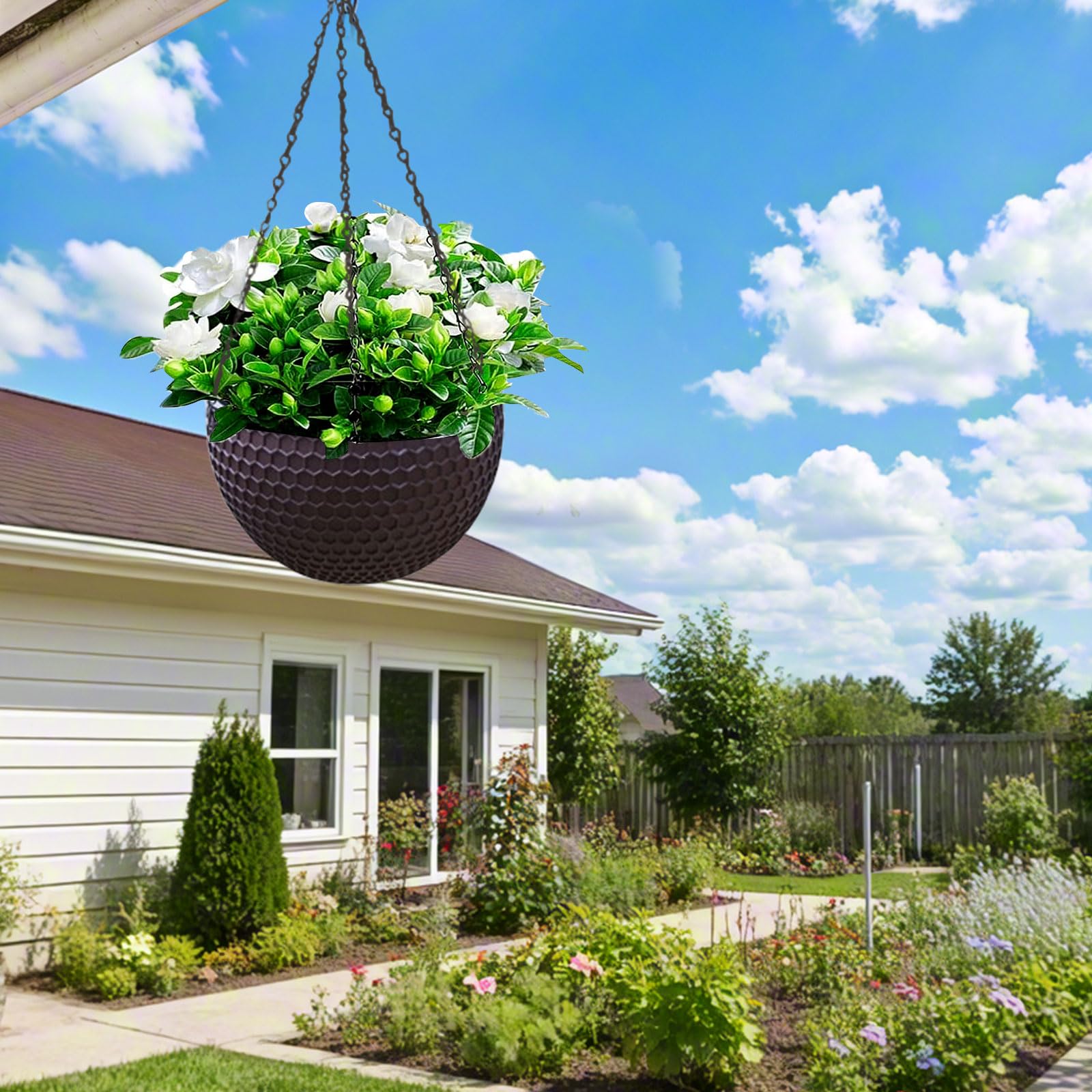 Panier De Fleurs à Suspendre, 2 Pièces Jardinières Suspendues, Pots De Fleurs Suspendus, Avec Trous De Drainage Et Bouchons, Pour Intérieur Extérieur Plafonds Balcons Décoration Murale Brun M