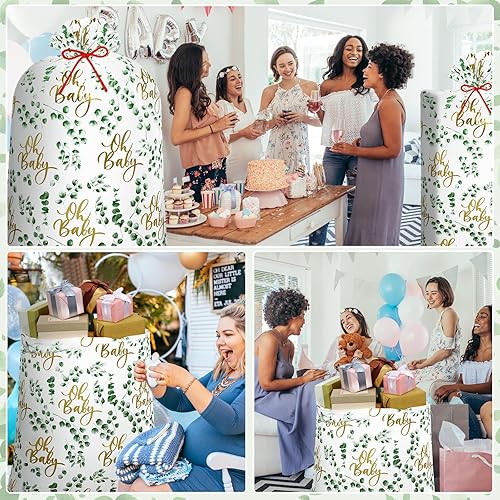 Miniatura 6 de Zonon 3 bolsas extragrandes de 56 pulgadas, color verde salvia, bolsas de plástico de gran tamaño, bolsas de envoltura de regalo para regalos de