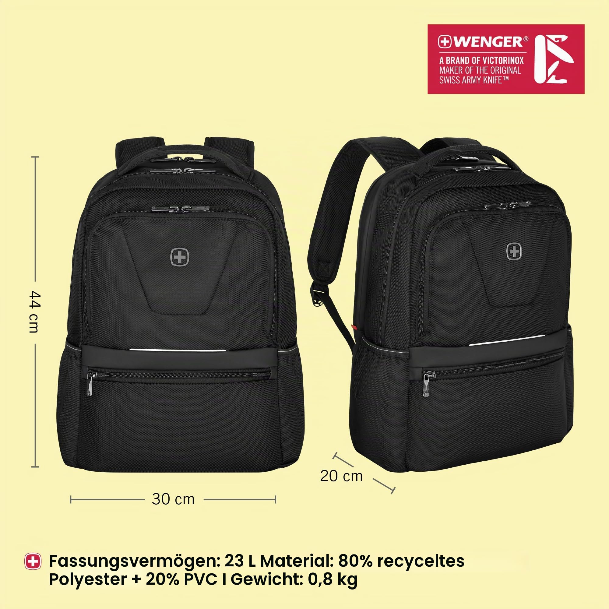 WENGER Laptop-Rucksack mit Tabletfach, Notebook, Tablet bis 10 Zoll, Organizer, Damen Herren, Büro Business-Reisen Uni