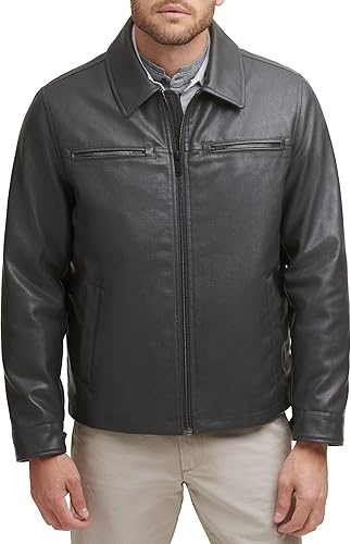 Dockers James Veste en Cuir synthétique pour Homme (Standard et Big & Tall), Gri