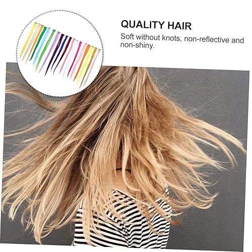SAFIGLE Colorful Hair Extensions 18pcs Seamless One-Piece Clip-In Hair Pieces for Women Long Straight Hairpieces Suitable for Cosplay Parties