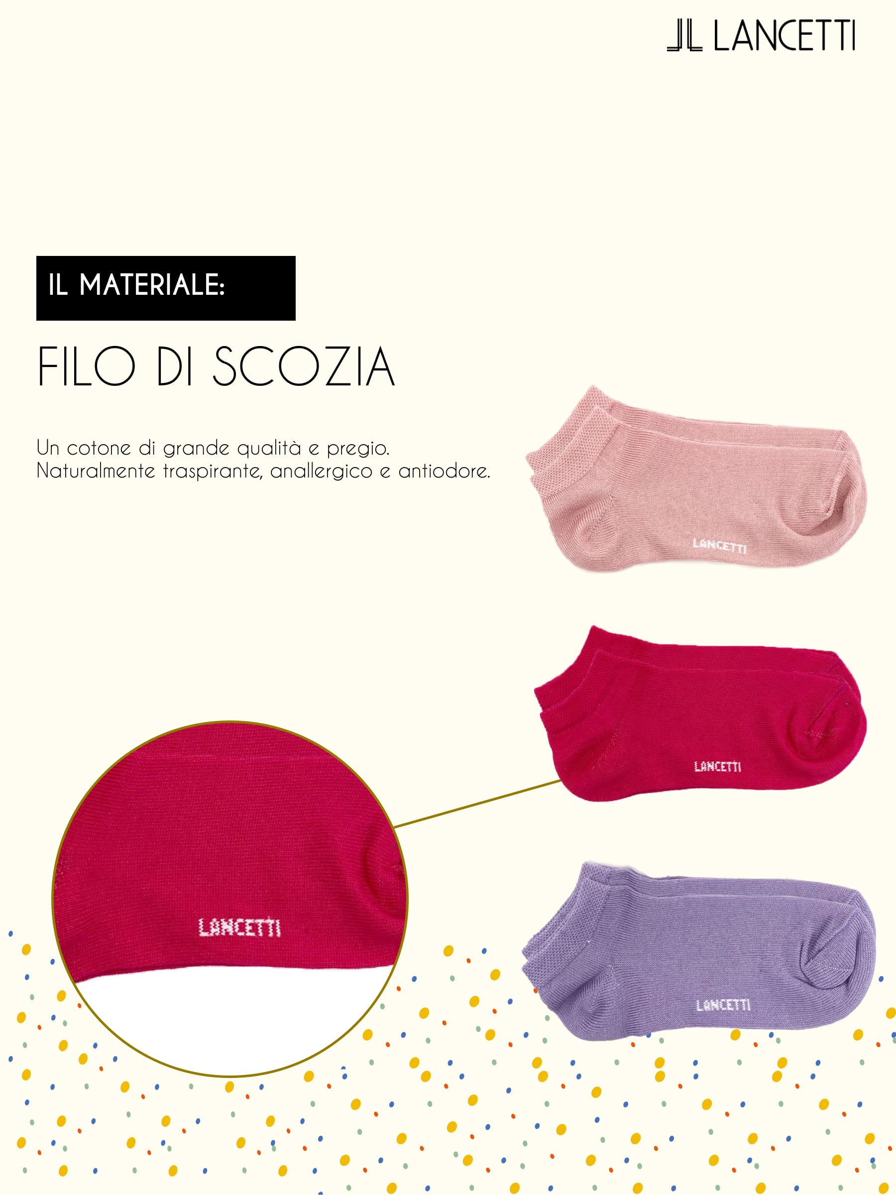 LANCETTI - 6 Paia Calzini Corti Bambino, Fantasmini in Cotone Filo di Scozia per Bimbo o Bimba