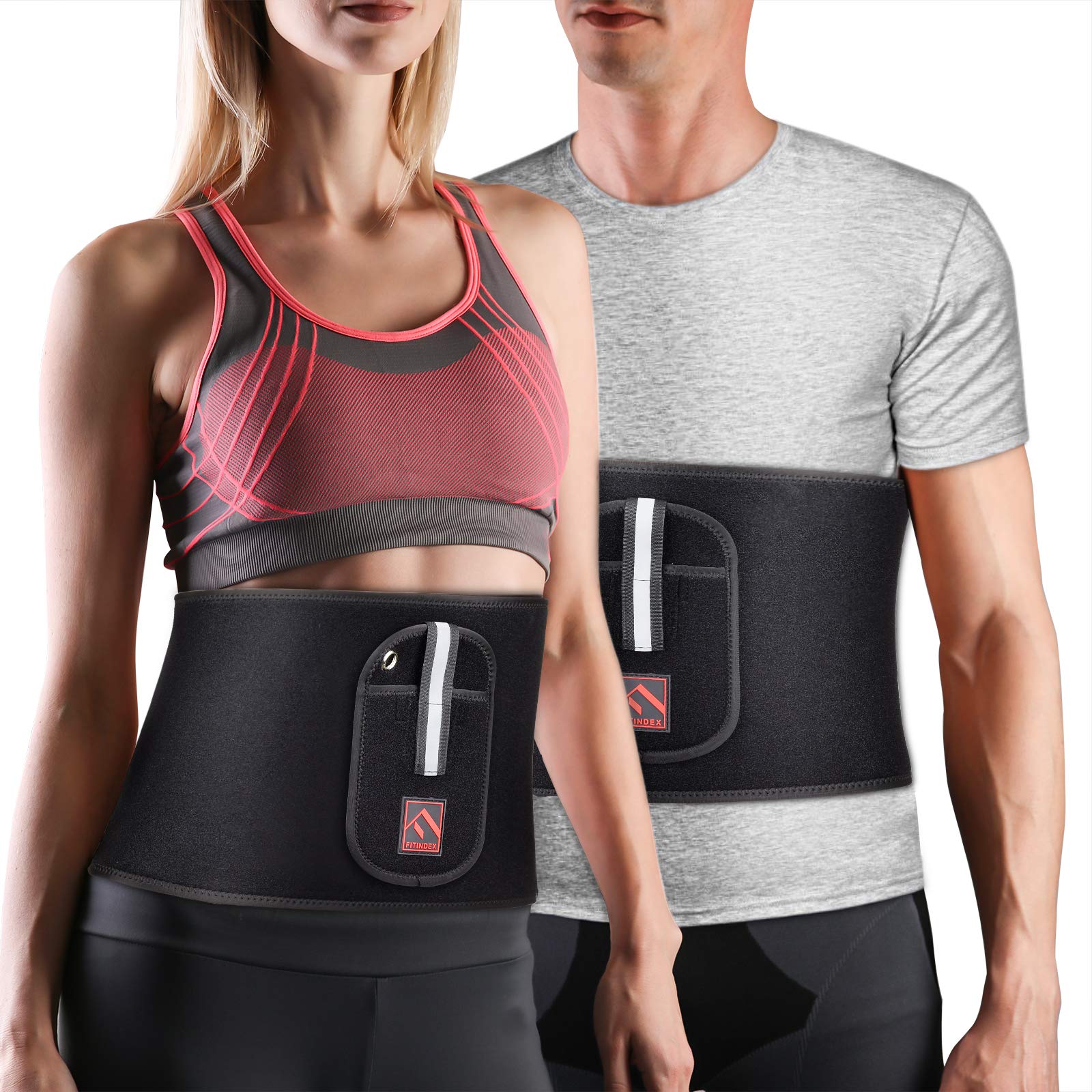 FITINDEX Sweat Waist Trainer for Women & Men, Waist Trimmer Belt for Weight Loss, Belly Fat Burner for Women-Large Size