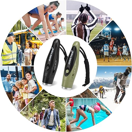 Miniatura 7 de Paquete de 2 silbatos electrónicos, silbatos eléctricos de mano de 3 tonos de alto volumen con cordón para profesores, entrenadores, árbitros,