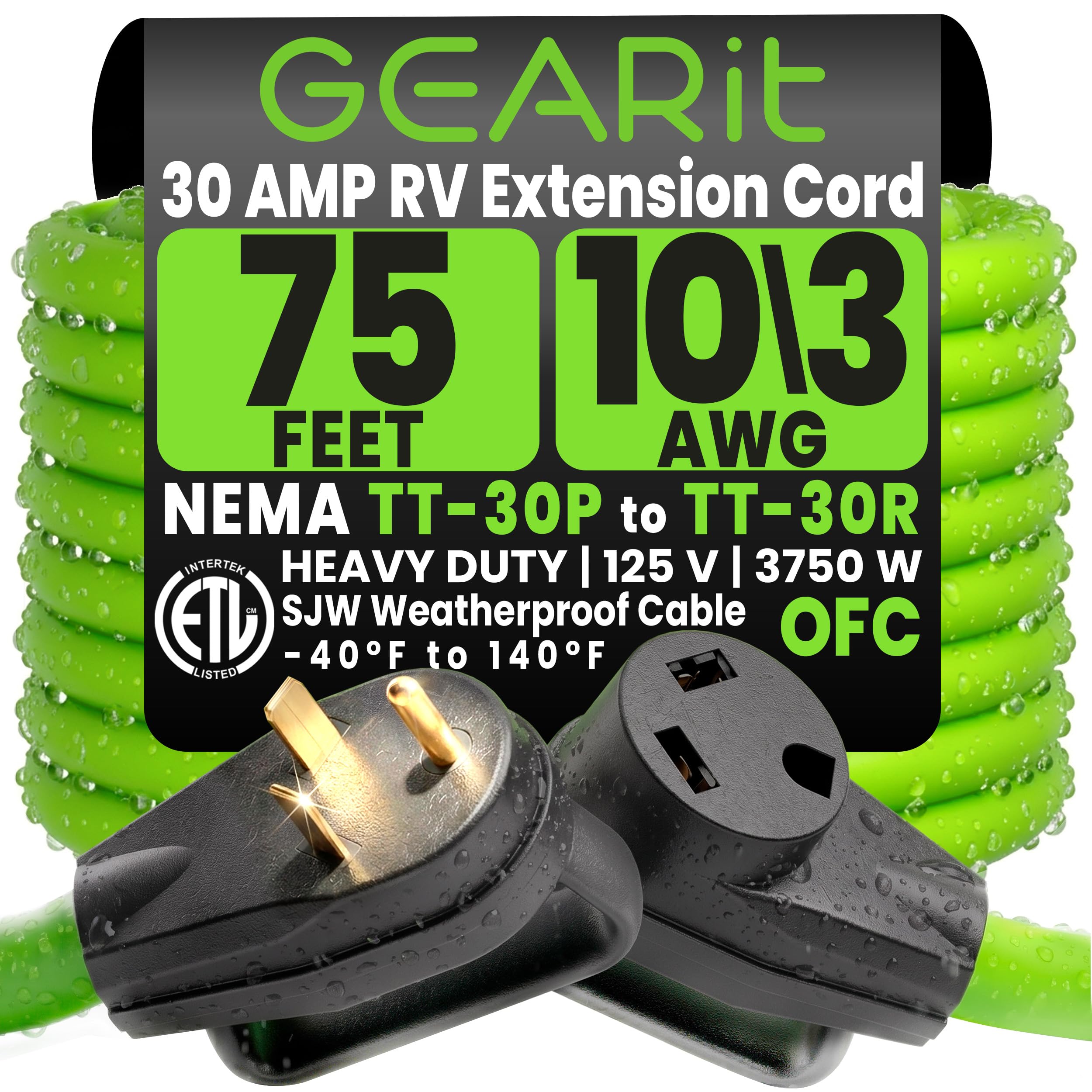 Amazon.com: GEARit 30 Amp RV Extension Cord 75 Ft, 10/3 STW 30Amp