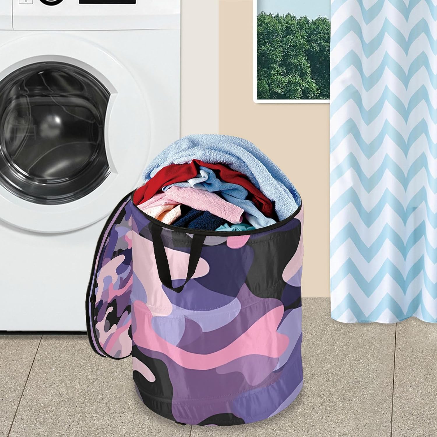 Camouflage Purple Pink laundry basket collapsable and waterproof clothes hamper with sturdy handle stuff camping Decoraciones for gadget nursery shelf ofertas de ropa para ni?as
