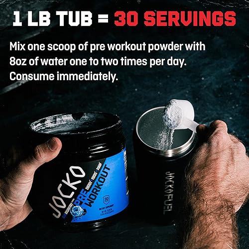 Miniatura 7 de Jocko Fuel Ultimate - Polvo para antes del entrenamiento, bebida energética en polvo para hombres y mujeres, mezcla nootrópica sin azúcar de alta