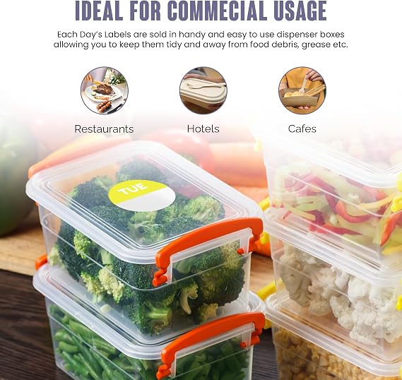 We Can Source It Ltd - 1000 Yellow Tuesday Day Dot Food Labels – Self-Adhesive Stickers for Food Rotation, Stock Control & Hygiene – Removable, Freezer Safe – with Dispenser Box for Commercial Use