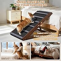Vista 7 de Rampa para mascotas, rampa para perros para sofá cama (200 lb-nogal)