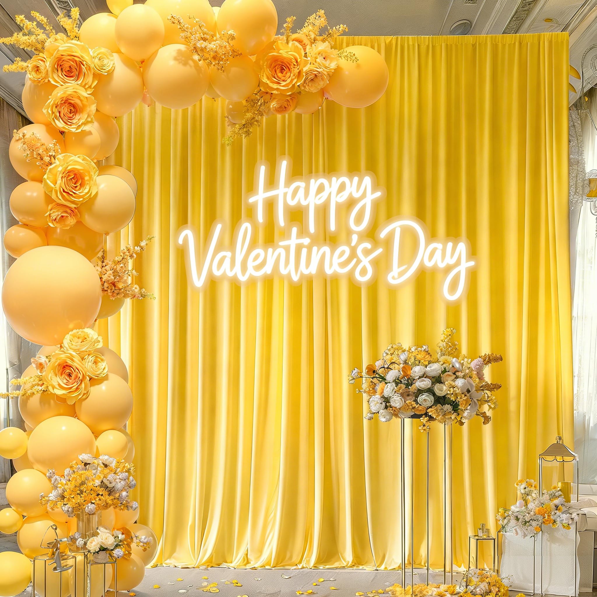8 x 10 ft Yellow Backdrop Curtains for Party Photo Background Curtains Wrinkle Free Drapes Lemon Yellow Polyester Curtains Backdrop for Baptism