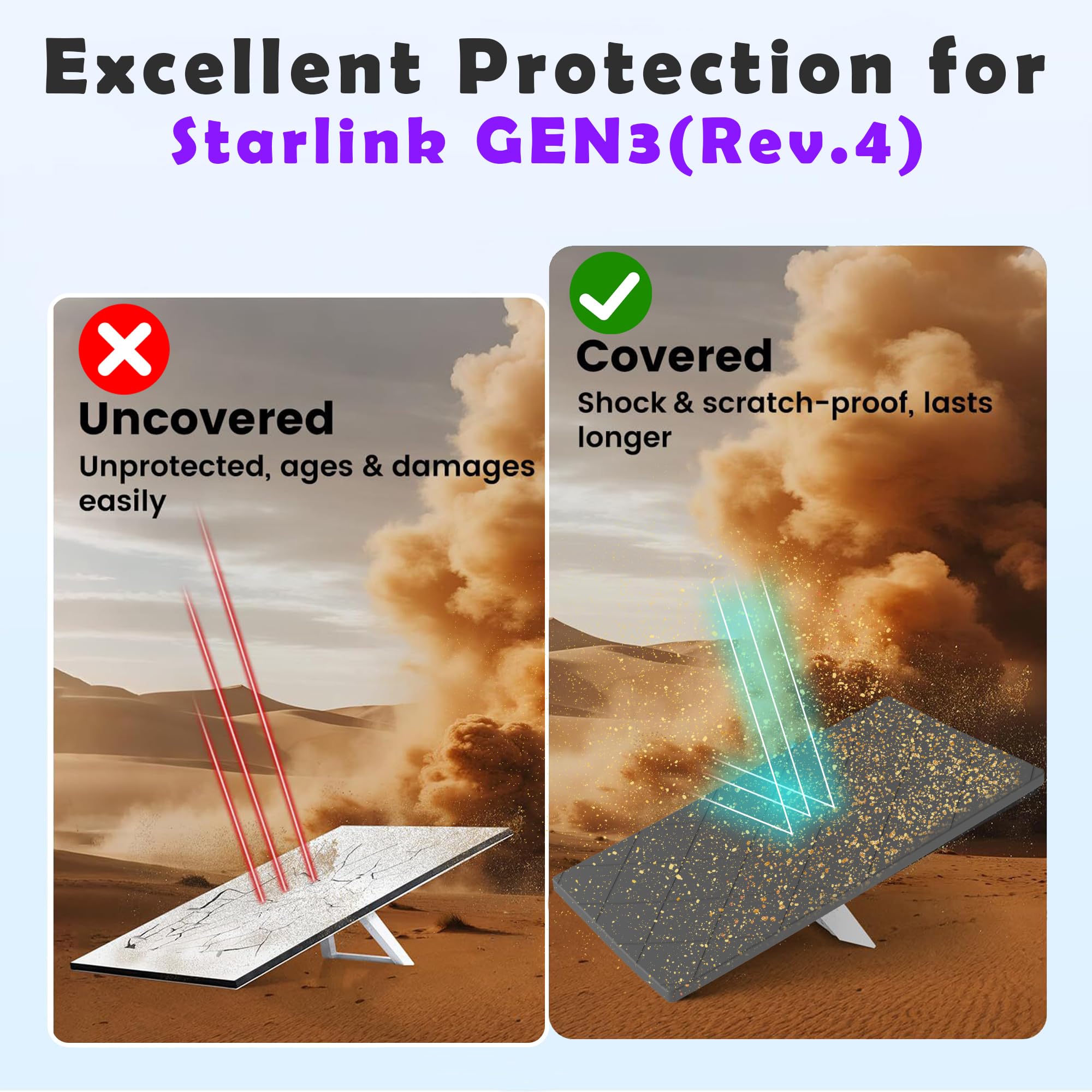 Funda de silicona para Starlink Standard Gen 3, impermeable y antigolpes, protección contra granizo, arena y piedras, para exteriores, techo y autocaravana