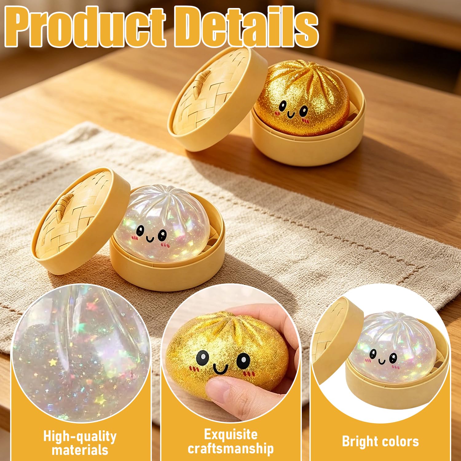 Giant Glitter Dumpling Squishy Toy, 2Pezzi Squishys A Forma Di Ravioli Glitterati, Glitter Dumpling Squishy, Morbida Pallina Antistress Ravioli Spremere Giocattoli, giocattolo da scrivania estensibile
