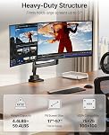 monTEK 17-57 Inch Ultrawide Monitor Arm for Up to 59.4lbs Screens, Aluminum Heavy-Duty Gas Spring Single Curved Screen Adjustable Monitor Stand,75/100mm Vesa Mount, Black