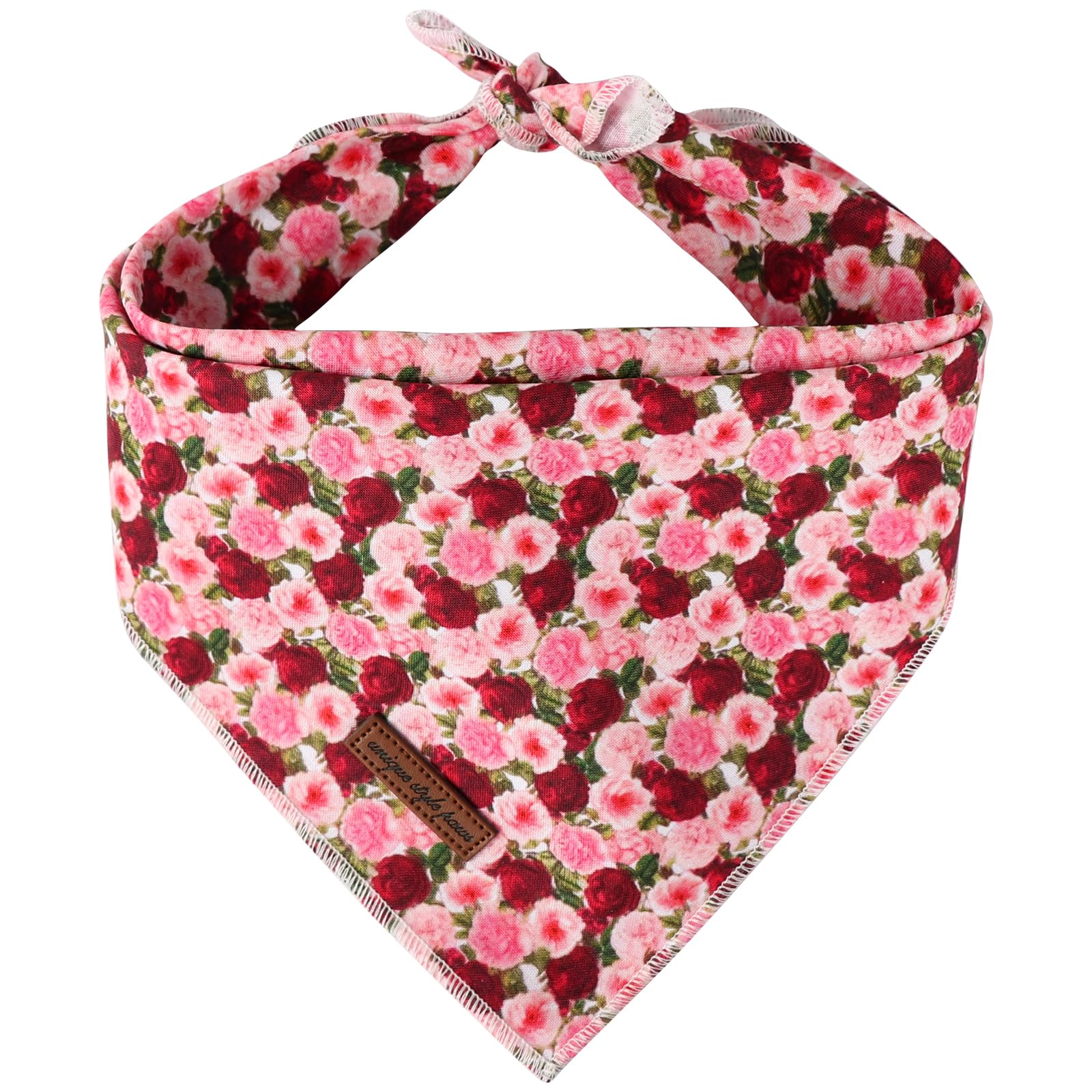 Unique style paws Hundeschal, Rot Rosa Pfingstrose Haustier Halstuch für Jungen und Mädchen, Durable Fabric Triangle Dog Scarfs, Bunte Pfingstrose Hund Halstuch für Mittlere und Große Hunde (Groß)