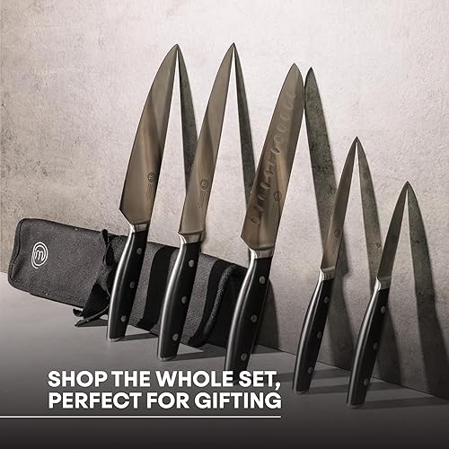 Miniatura 7 de MasterChef Santoku - Cuchillo de cocina de 12 pulgadas con hoja de acero inoxidable de alto carbono y asas triples remachadas, cuchillo de cocina de