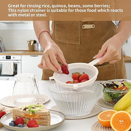 Miniatura 6 de Juego de coladores de kéfir, tamiz de plástico no metálico de 2 tamaños con malla fina para granos de kéfir, kéfir de leche, kéfir de agua y