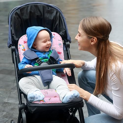 Miniatura 4 de Cojín para cochecito de bebé, inserto de asiento de automóvil infantil, universal, transpirable y suave, funda de 100% algodón, forro para asiento