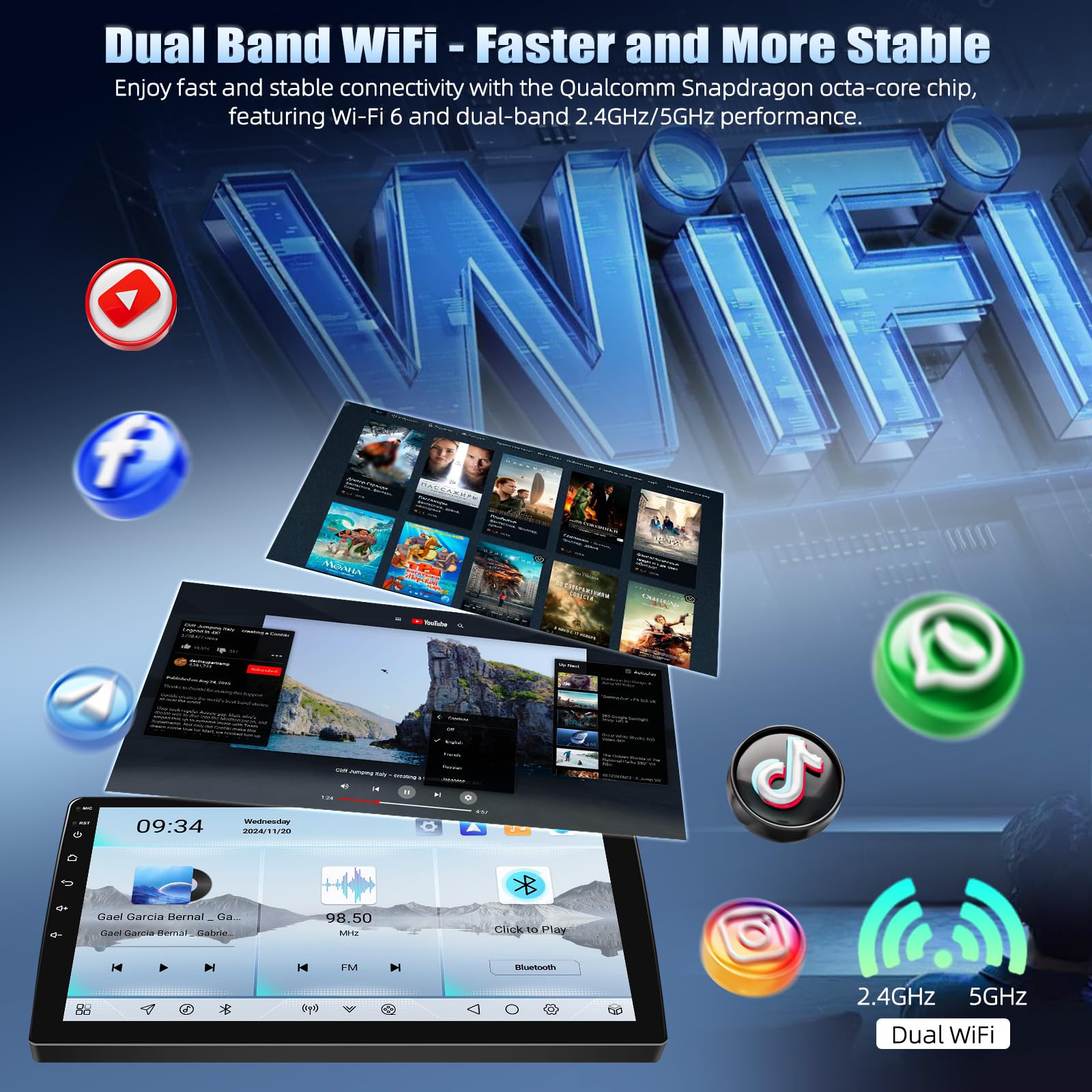 CAMECHO [8-rdzeniowy Snapdragon 4+64 GB] odtwarzacz samochodowy z Androidem 15 i bezprzewodowym CarPlay dla BMW 5 E39 E53 M5 X5 (1996–2007) nawigacja DSP 9-calowy ekran WiFi Android Auto RDS