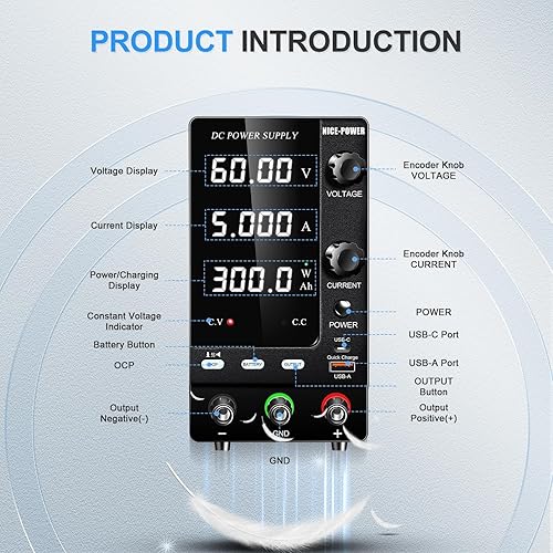 Miniatura 19 de NICE-POWER Fuente de alimentación de CC variable 30V 10A, codificador de 300 W ajustable 6 V 12 V 24 V LiFePO4 LiFePO4 LiFePO4 Cargador de batería