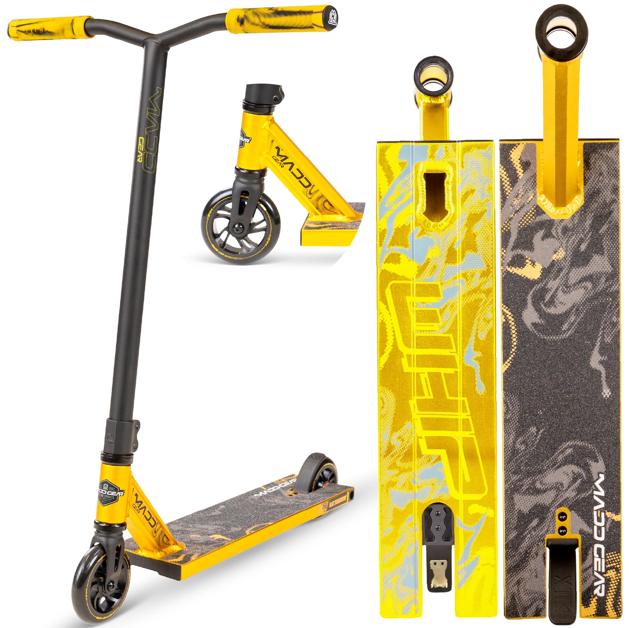 MGP Madd Gear Freestyle Stunt Scooter Whip Extreme mit 360° Lenkung, ABEC 9 Kugellager & 110 mm PU Rollen Cityroller Kickscooter Für Kinder und 