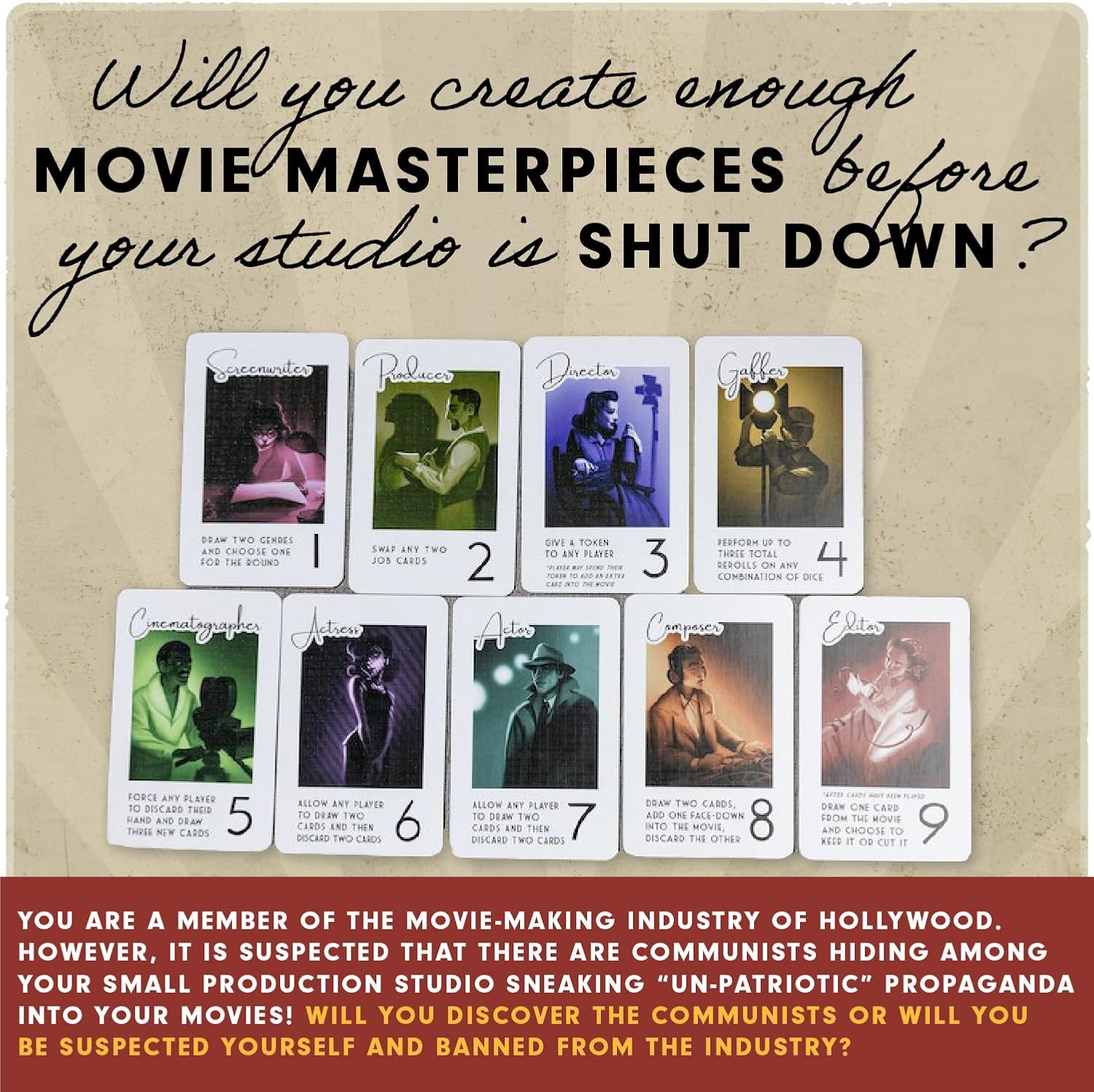 Salem 1692 Witch Hunt - Cards, Strategy, Deceit, Luck for 4-12 Players & Hollywood 1947 Movie-Making Game for 1-9 Players