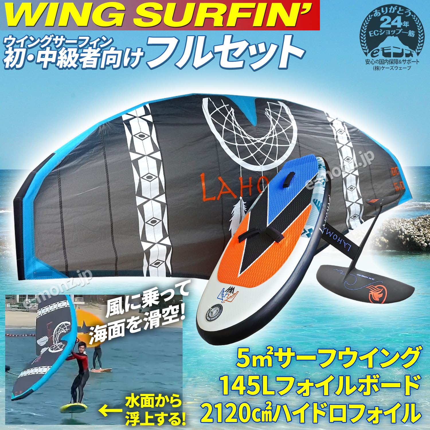 Amazon | eモンズ ウイングサーフィン 145Lセット 初・中級者 【 3点 