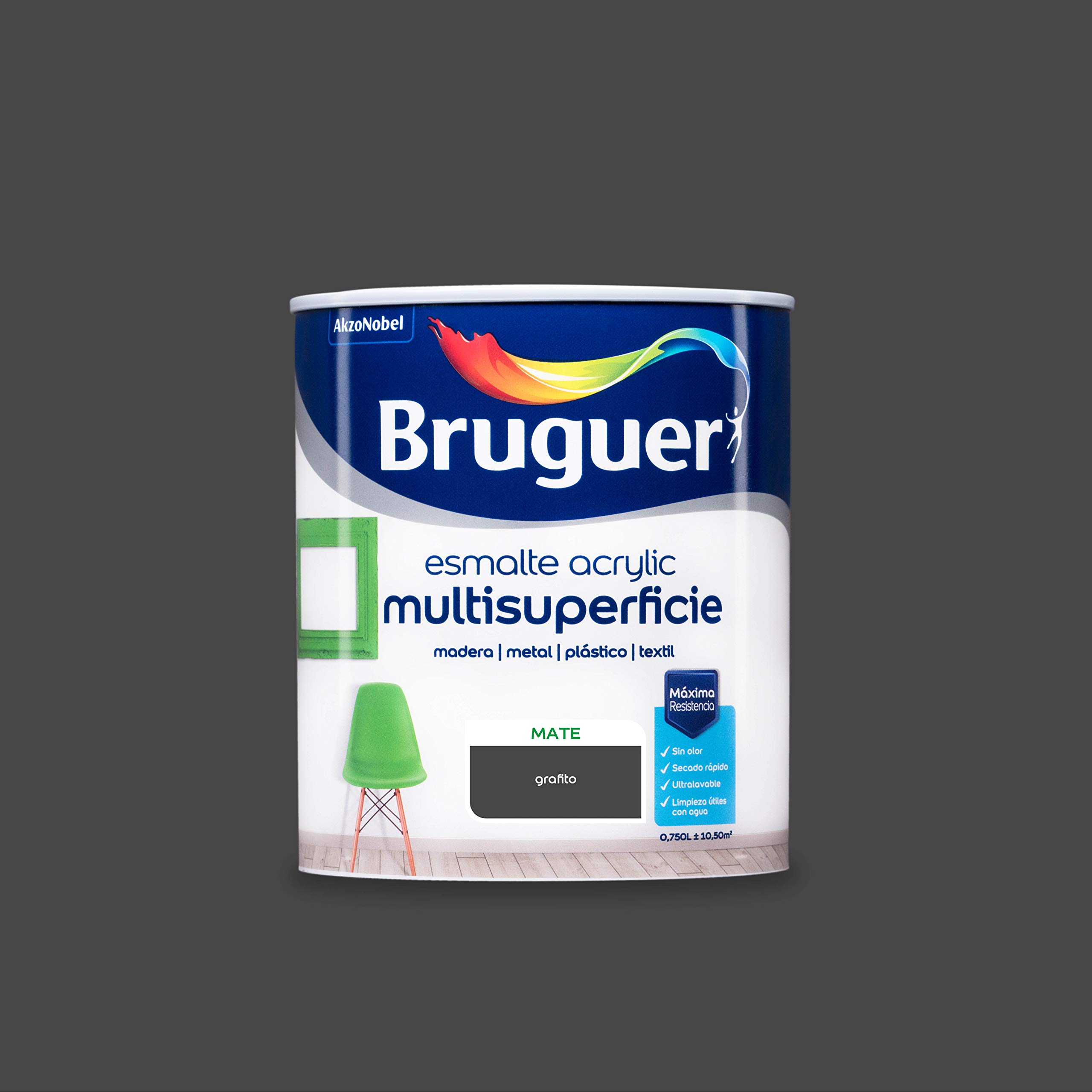 Bruguer Acrylic Multisuperficie Esmalte al agua Satinado - Pintura 750 mL, Blanco Permanente — view 98