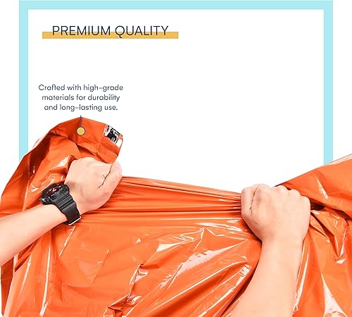 Miniatura 3 de ACOWAY Manta de supervivencia - Bivy Sack - Sacos de dormir de emergencia para supervivencia - Traje de saco de dormir - Versátil equipo naranja