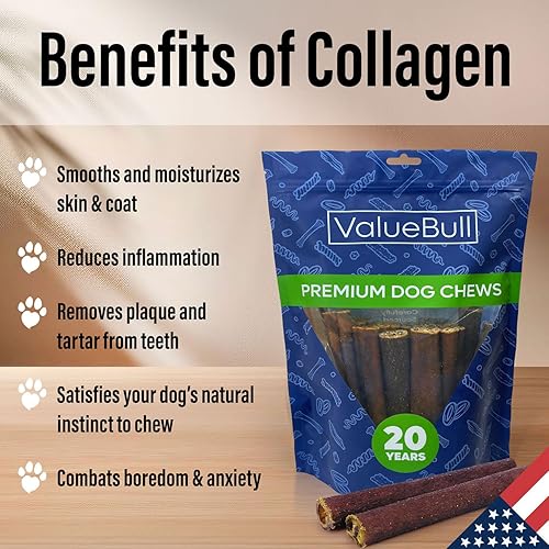 Miniatura 4 de ValueBull Palitos de colágeno USA para perros pequeños, masticables finos de 6 pulgadas, golosinas naturales para perros, paquete a granel de 100