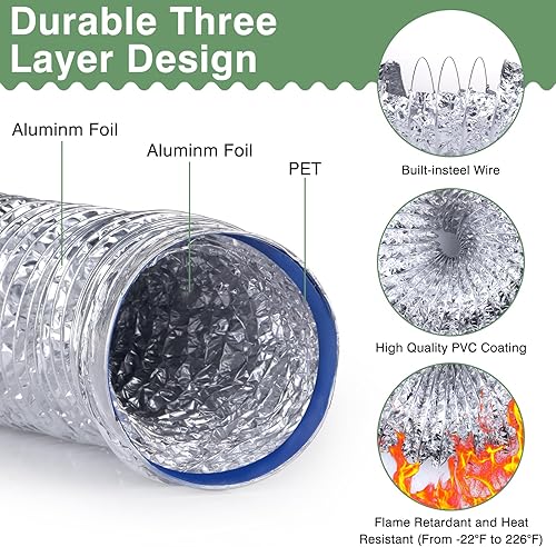 Miniatura 3 de Kit de ventilación para secadora con manguera de ventilación de 4 pulgadas y 10 pies, kit de ventilación para secadora de ventana ajustable con 4