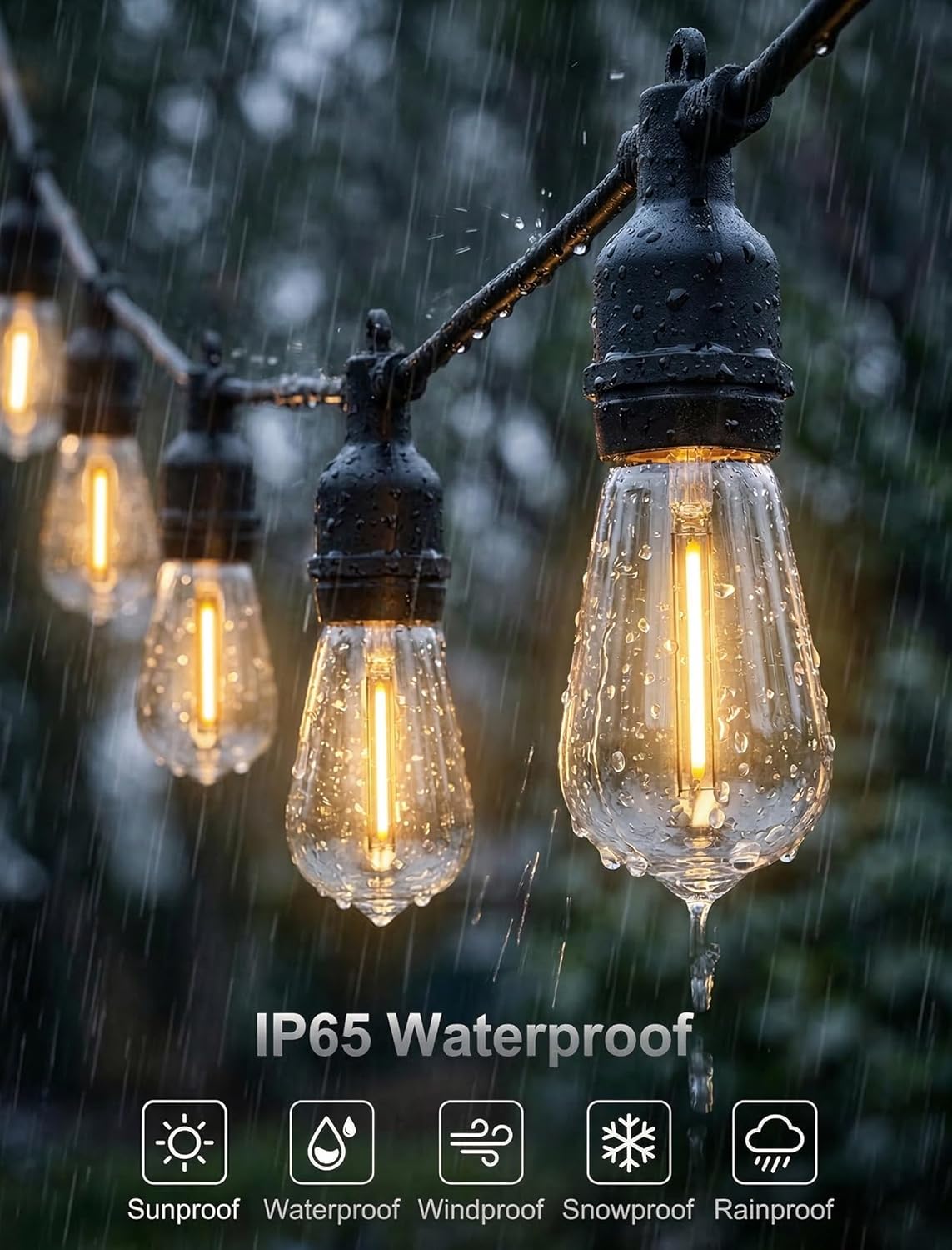 ST38 LED Replacement Bulbs for Outdoor String Lights, 10 Pack E12 Edison Light Bulbs, 2700K Warm White Dimmable Shatterproof Waterproof Patio Garden Bistro Lighting for Deck Porch Backyard