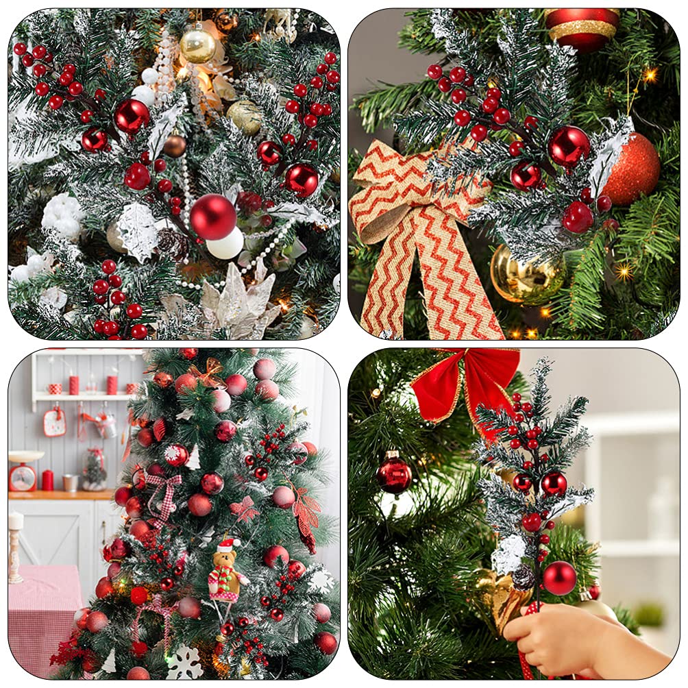 Happyyami Christmas Red Berry Picks 3Pcs Artificial Floral Stems Fake Holly Berry Picks Ornament For Holiday Xmas Tree Vase DIY Wreath Garland Crafts Home Decor - Image 2