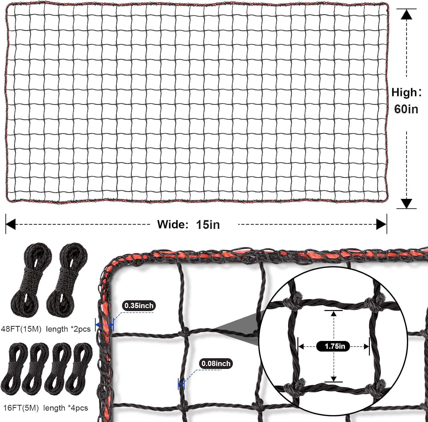 BaseGoal Baseball & Softball Backstop Nets, Heavy Duty Sports Practice Nets, Sports Netting Barrier,DIY Ball Net,Hitting Net for Baseball, Hockey, Soccer, LAX and More