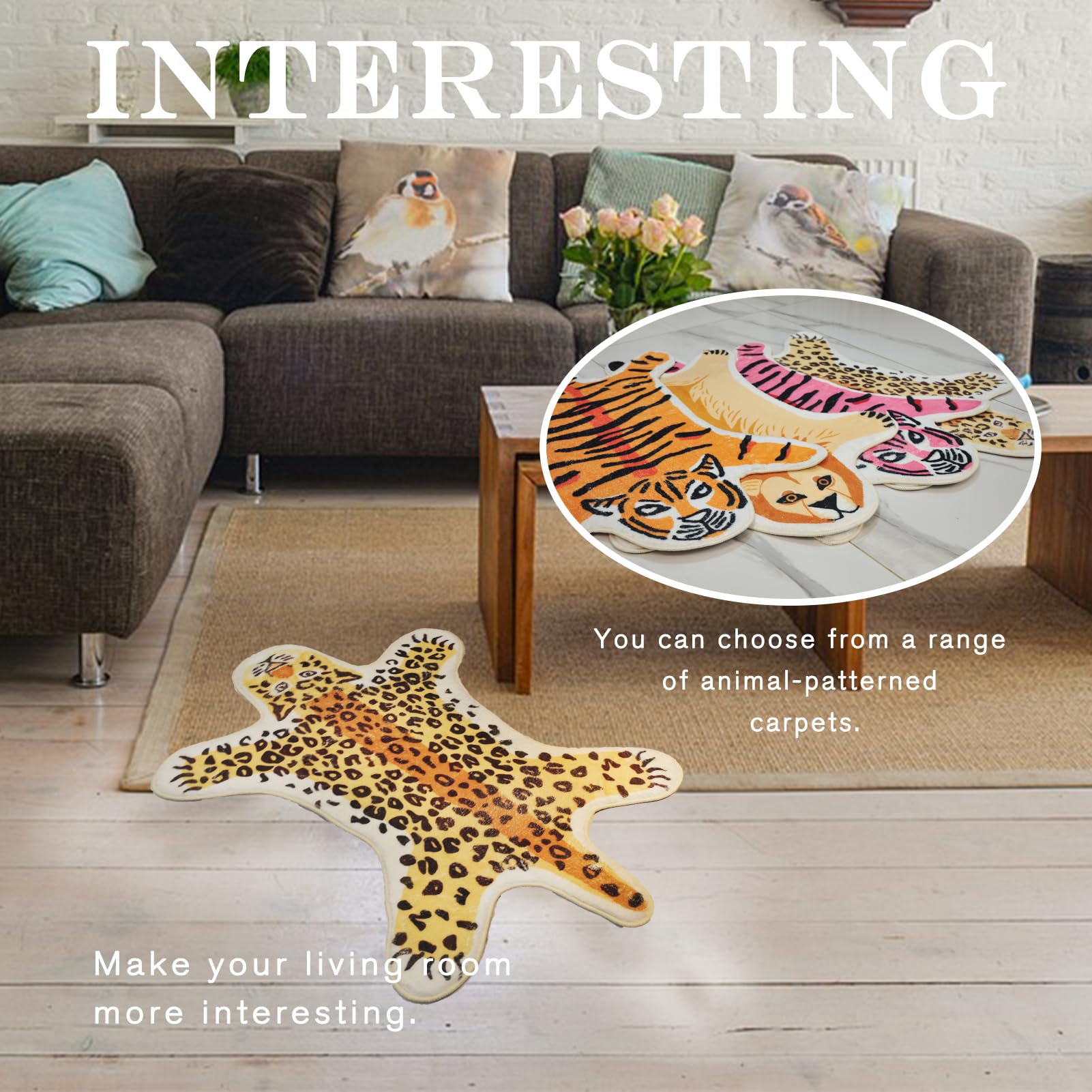 Tapis de Salle de Bain Tigre Antidérapant Lavable Doux