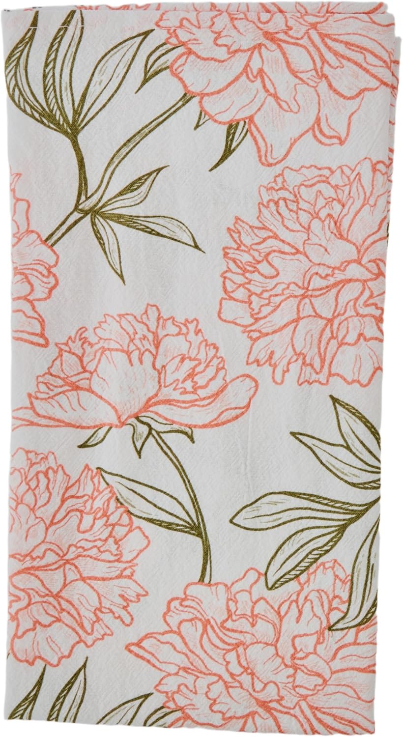 Peony Blossom Cloth Napkins | 100% Cotton, Highly Absorbent, Quick-Dry, & Reusable | Printed Home Decor Premium Cloth Dinner Napkins for Table & Dining | 20" x 20" (Set of 4)