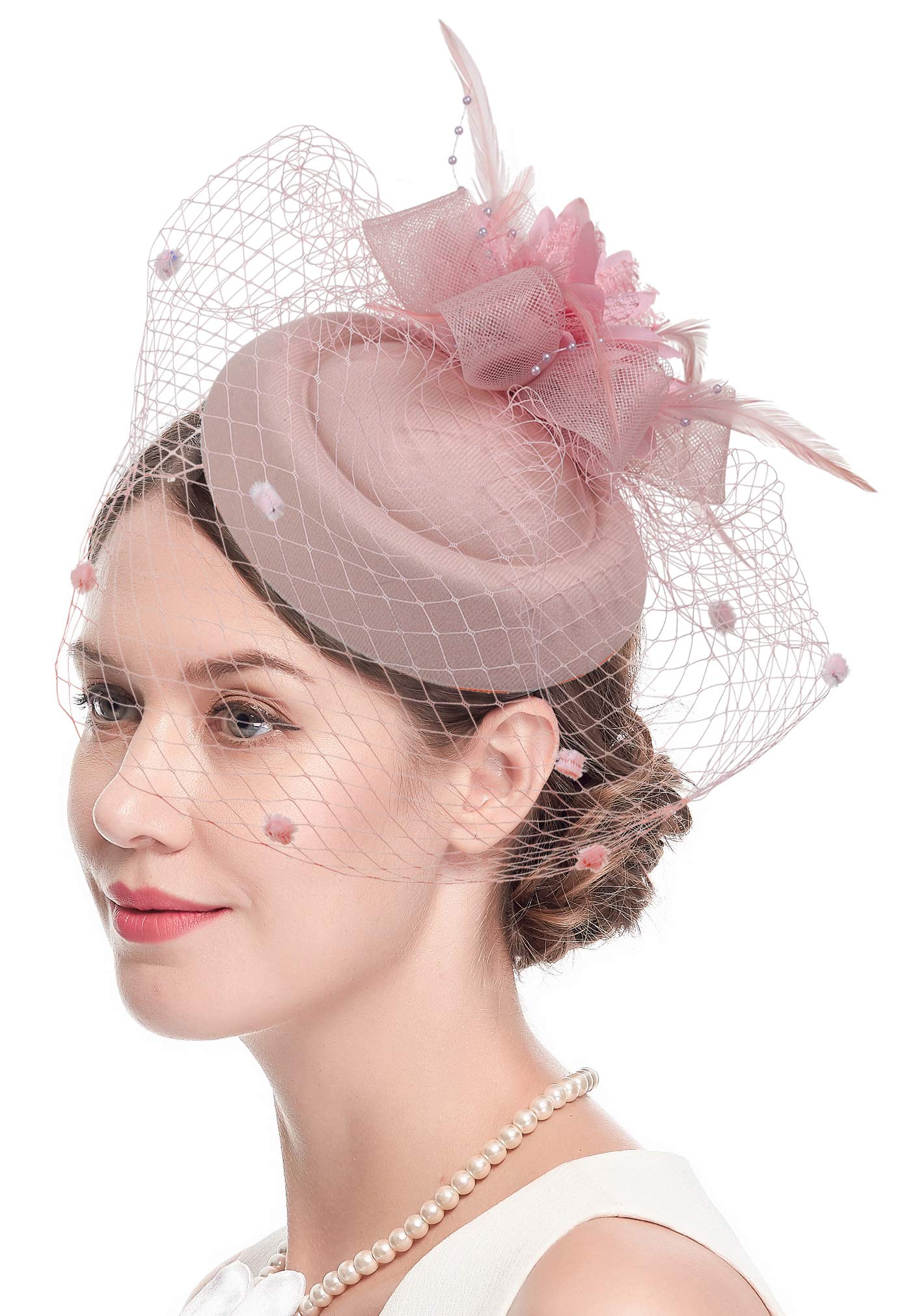 Cizoe Fascinators Hats 20s 50s Hat Pillbox Hat Cocktail Tea Party Headwear with Veil for Girls and Women