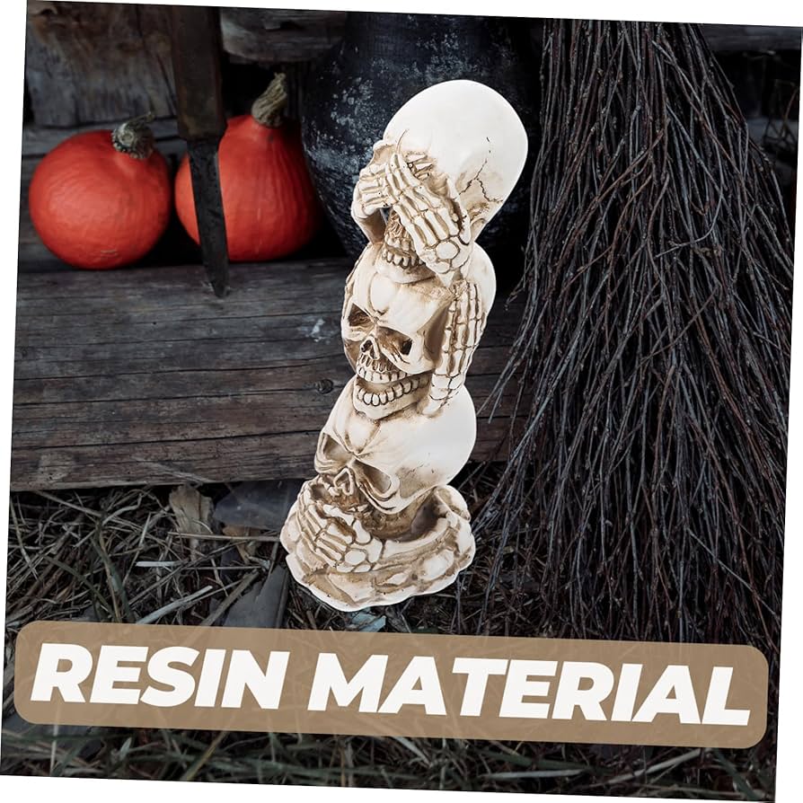 Amazon.co.jp: FUNOMOCYA リアルな頭蓋骨の装飾 悪を語らない像