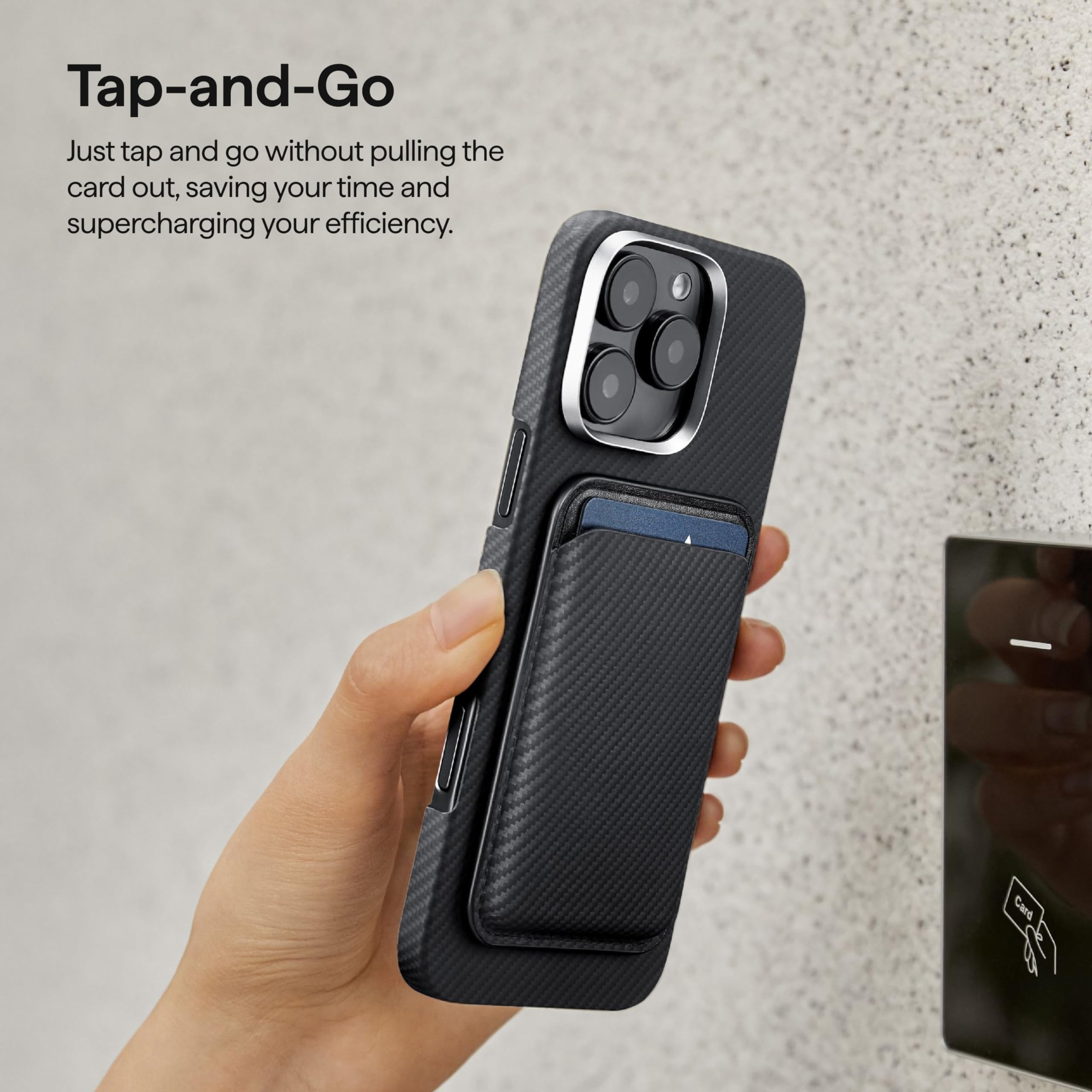 PITAKA Magnetic Card Holder Mobile Phone Snap Wallet Compatible with Magsafe Made of Aramid Fibre Accommodates 2 Cards Lightweight and Minimalist for Men & Women - Image 2