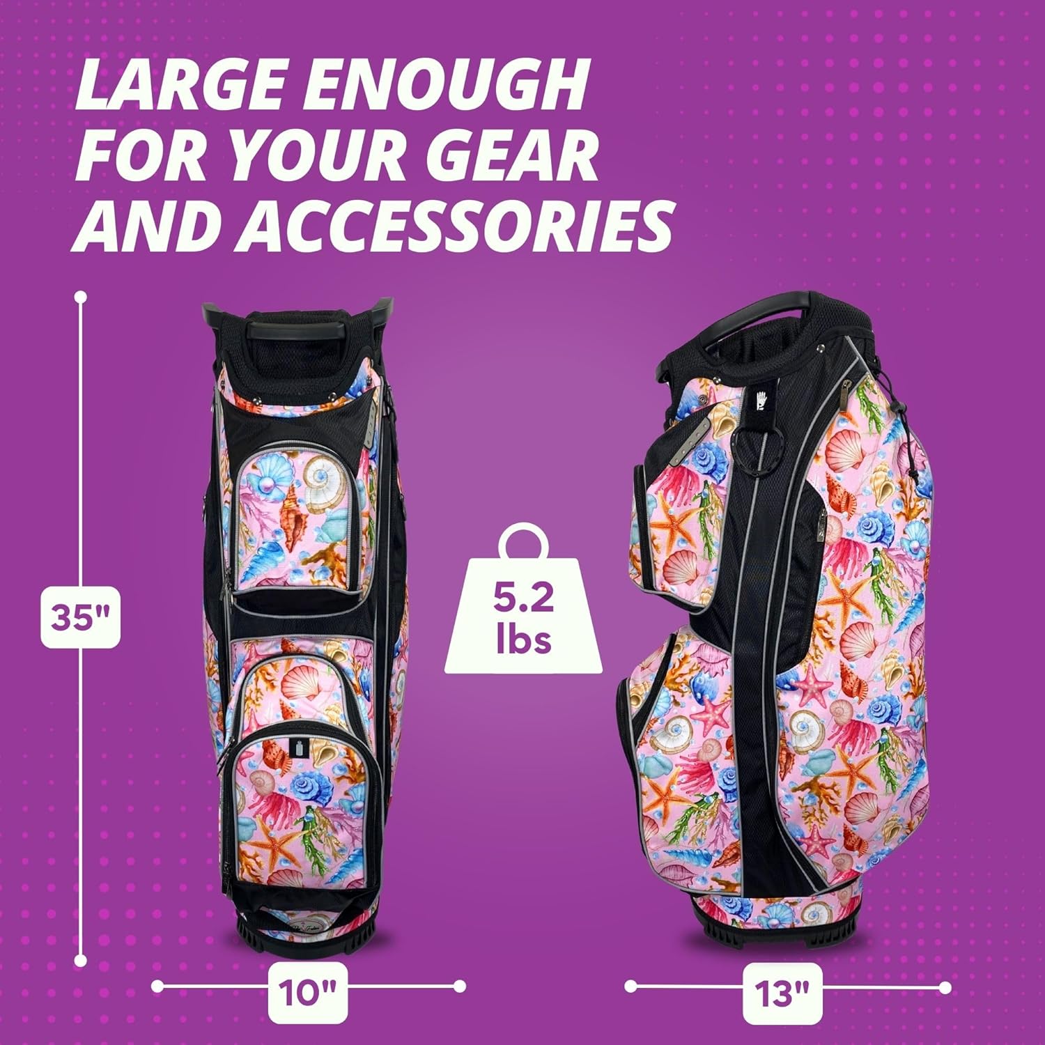 Luxury Women’s Golf Cart Bag – The Signature Series – 14-Way Organizer Top with Integrated Putter Well & Velour-Lined Valuables Pocket