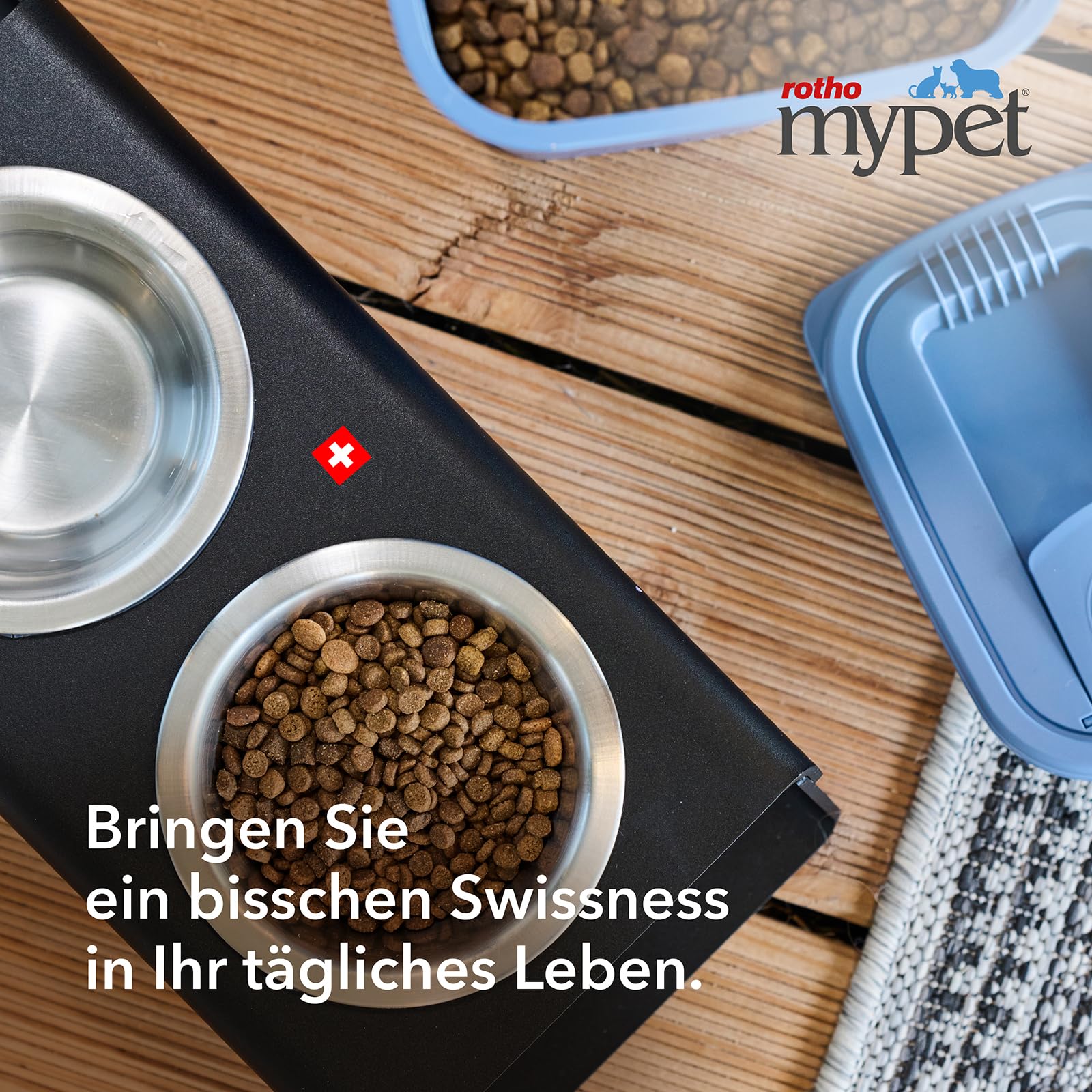 Rotho MyPet Bea Katzenklo XXL Katzentoilette mit Schaufel und Deckel Blau | Katzenklo mit Deckel, Aktivkohlefilter zur Geruchsneutralisierung, Magnetklappe, Deckel einhändig abnehmbar, 4 Ersatzfilter