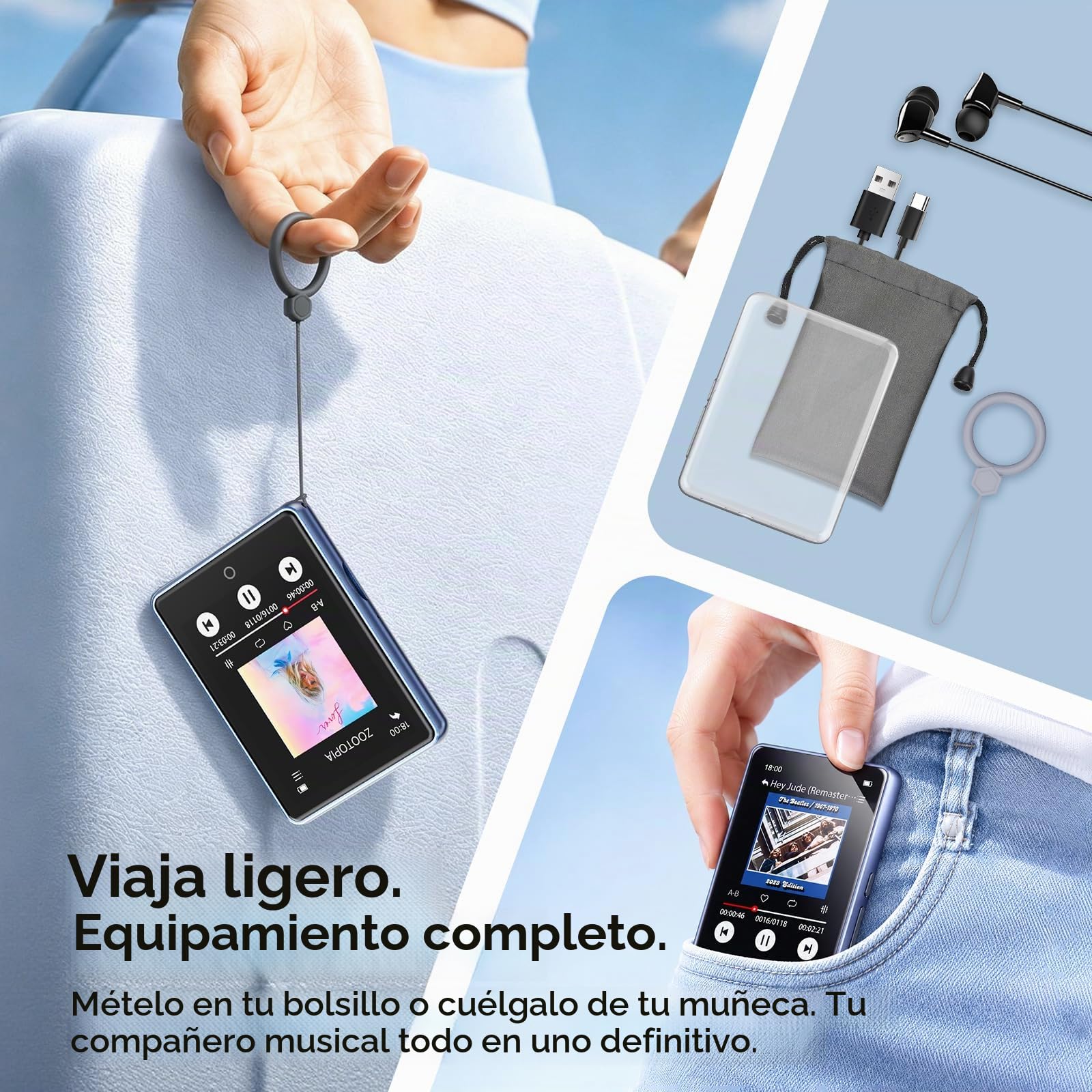 Reproductor MP3 32GB Bluetooth 5.3, Pantalla táctil 2,8"