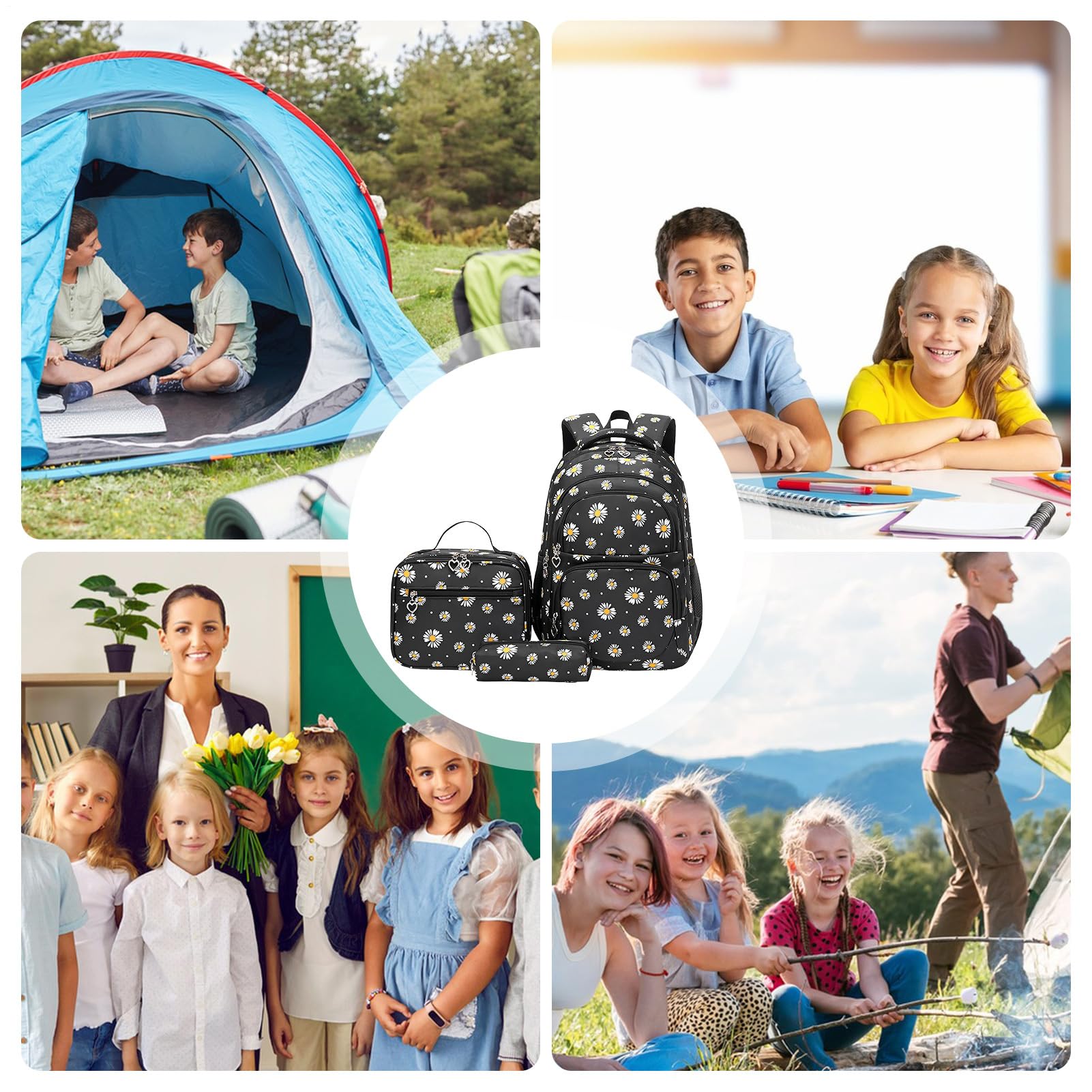 Plecak Do Szkoly Podstawowej Uroczy Zestaw Plecaka Do Szkoły Średniej | Zestaw Szkolny Z Torba Na Lunch Dla Uczniów Chłopców I Dziewcząt Młodzieży Na Podróże Wakacje Oraz Codzienne