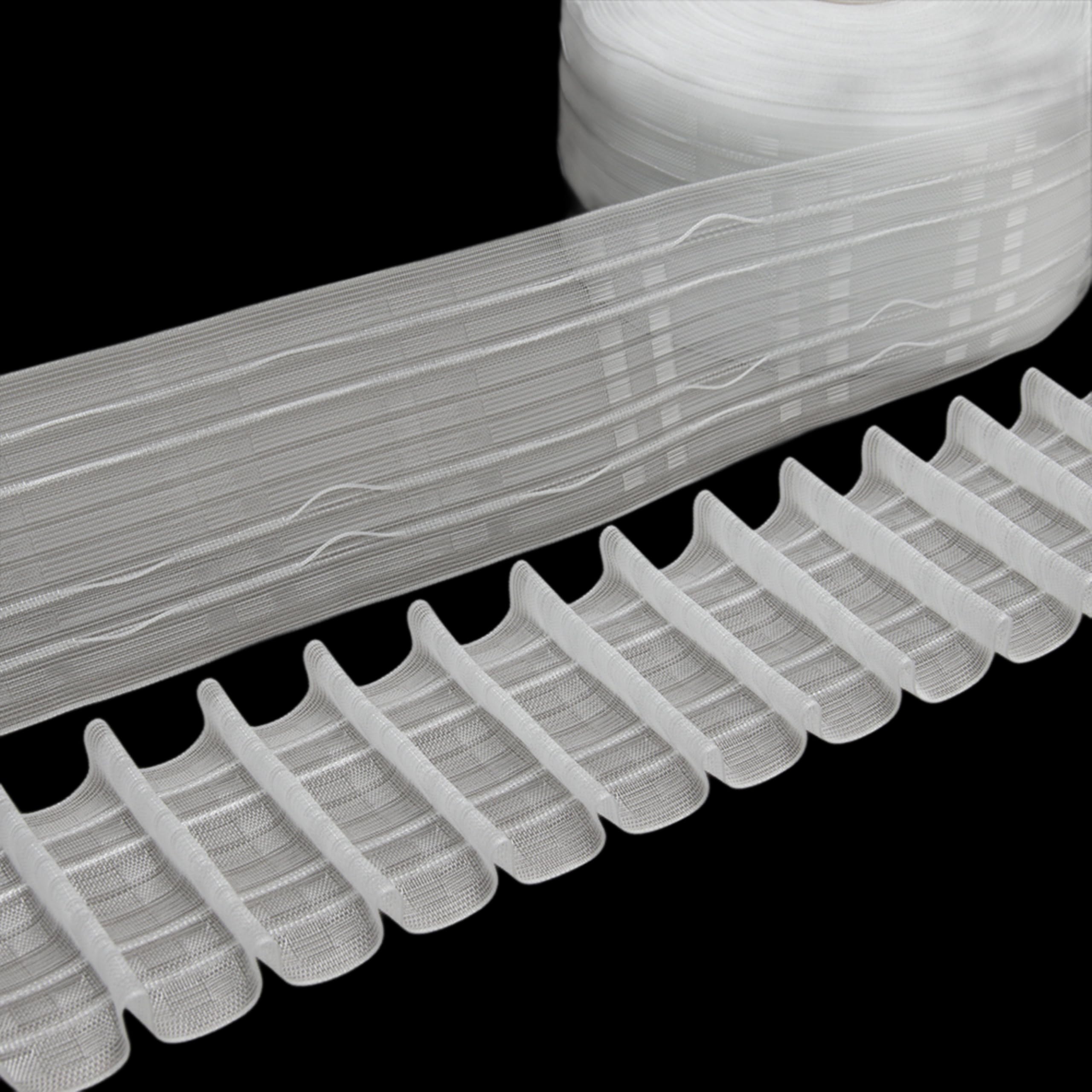 Oz-Is Dar Tekstil Gardinenband 50 Meter Bleistiftfalte 80 mm 1:2.0 100% Polyester Transparent Faltenband zum Annähen für Vorhänge und Gardinen 3981MP Soft