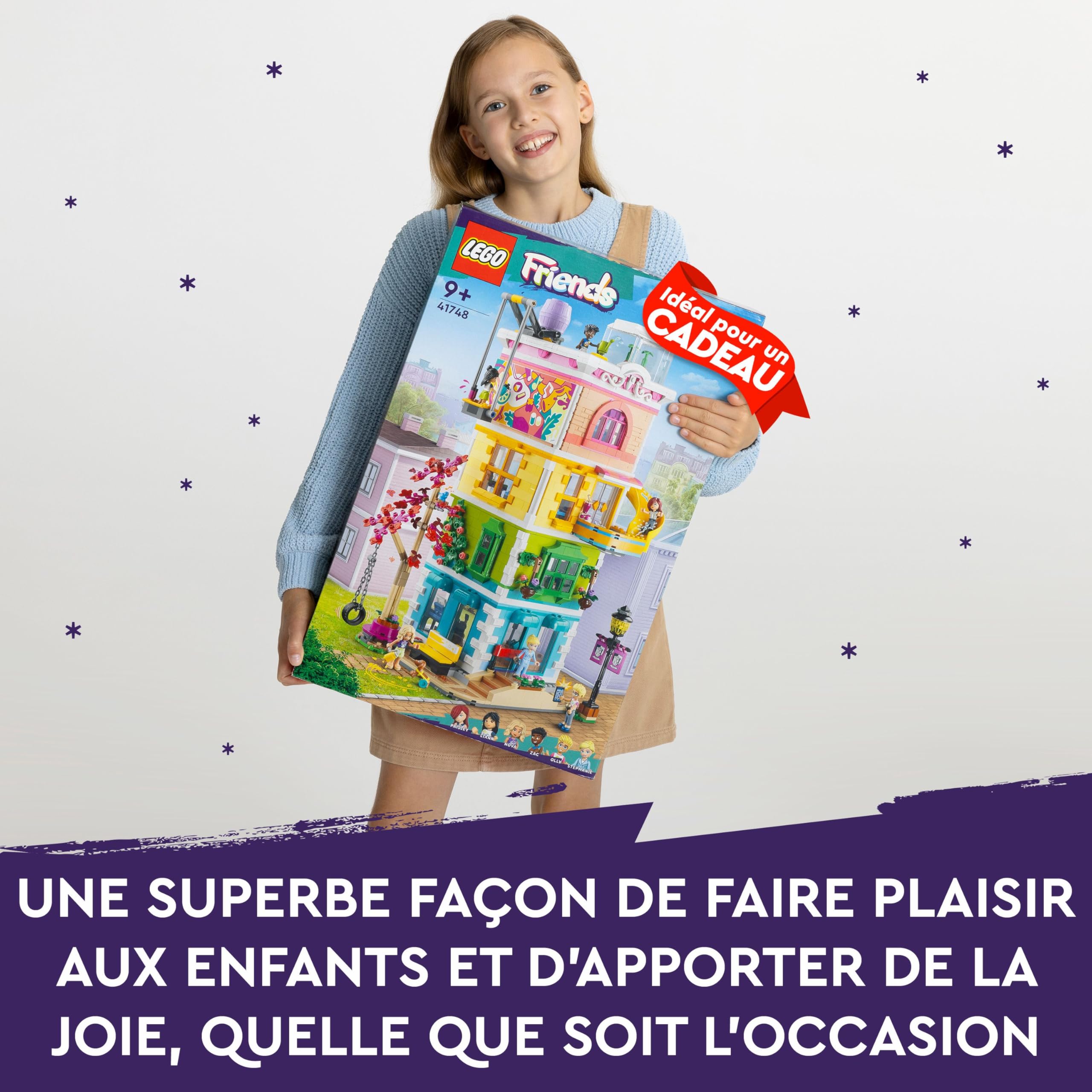 LEGO Friends Le Centre Collectif de Heartlake City - Jouet de Construction Modulaire à 5 Étages - 6 Mini-Poupées, 1 Figurine de Chien & Plein d'Accessoires Originaux - Cadeau pour Fille 9 Ans 41748