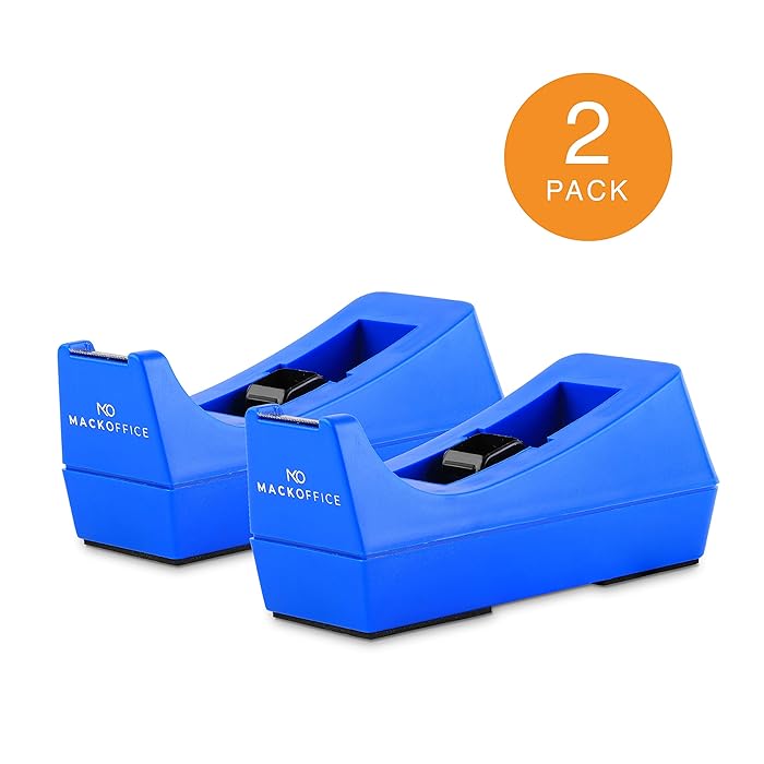 Buy MackOffice Desk Tape Dispenser (Blue, 2 Pack) Weighted core and Non